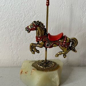 Gold and Red Carousel Horse Sculpture